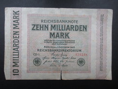BILLET REICHSBANKNOTE (V1719) 10.000.000.000 ZEHN MILLIARDEN MARK (2 Vues) BERLIN 01/10/1923 - 10 Miljard Mark