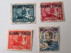 4 Timbres INDOCHINE KUANG TCHEOU 1/10 C, 1/15 C, 2/5 C, 1/5 C - Used Stamps