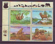 U.N. N.Y. - 2002, Endangered Animals 4v  Mint ** - Unused Stamps