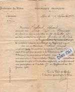 VP11.562 - LYON 1921 - Police - Lettre De La Préfecture Du Rhône  Concernant Mr THIEBAUD Aux DEUX FAYS - Polizei