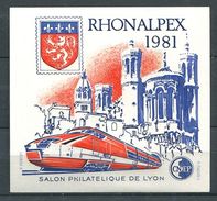 212 FRANCE CNEP 1981 - Yvert 2 - RHONALPEX Lyon TGV - Feuillet Numerote - Neuf (MNH) Sans Trace De Charniere - CNEP