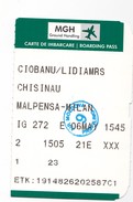 2015  , Avion Ticket , Boarding Pass.,  Chisinau -  Malpensa  ,Milano, Used - Europa