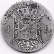 Belgique - 1 Franc 1887 - Argent - 1 Frank