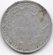 Belgique - 1 Franc 1912 - Argent - 1 Frank