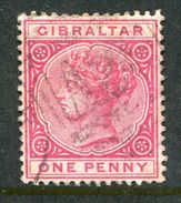 Morocco Agencies - Used In Gibraltar - 1886 QV - British Currency - 1d Rose - A26 Tangier Cancel (SG Z128) - Morocco Agencies / Tangier (...-1958)