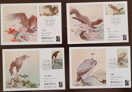CHINE Oiseaux, Pajaros, Aves, Birds, Rapaces, Yvert 2814/17, 4 Cartes Maximums 1er Jour, FDC  1987. Serie Complete - Adler & Greifvögel