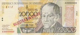 ESPECIMEN -BILLETE DE VENEZUELA DE 20000 BOLIVARES DEL AÑO 2001 SIN CIRCULAR - UNCIRCULATED (SPECIMEN) (BANKNOTE) - Venezuela