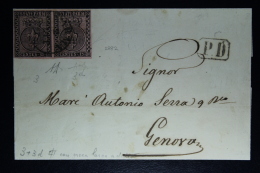 Lettera Da Parma Per Genova 1857 Paio / Pair Sa 3 Signed/ Signé/signiert/ Approvato Diena Certificate - Parma