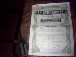 Titre Au Porteur  De 4.000 Francs La Sequanaise De Capitalisation Aout 1941 - S - V