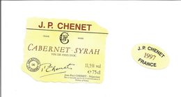 Etiquette De VIN DE FRANCE " Cabernet Syrah - J.P. CHENET 1997 " - Labels Of Unusual Shape