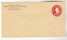 1907c USA 2c Postal STATIONERY COVER National BANK OF PORT JERVIS , Stamps Banking Finance - 1901-20