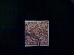 Denmark (Danmark), Scott #7a, Used (o), 1858, Royal Emblems, 4sk, Brown - Used Stamps