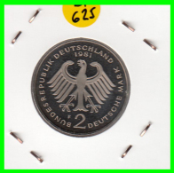 ALEMANIA - GERMANY  MONEDA DE 2.00 DM  AÑO 1981-F  KONRAD ADENAUER CALIDAD PROOF S/C - 2 Marchi