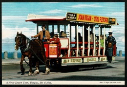 RB 1179 - 4 X Isle Of Man Postcards - Sunset At Peel - Douglas At Night - Douglas & Tram - Isle Of Man