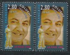 [16] Variété : N° 2902 Coluche Visage Verdâtre + Normal  ** - Unused Stamps