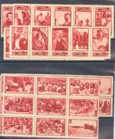 1 **/* Serie Completa, En Rojo. ASOCIACION DE AMIGOS DE LA UNION SOVIETICA. MAGNIFICA Y RARA. (Guillamón 1689/38F) - Spanish Civil War Labels