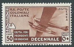 1933 EMISSIONI GENERALI POSTA AEREA DECENNALE 50 CENT MH * - CZ47-7 - General Issues