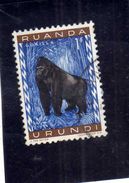 RUANDA URUNDI 1959 1961 FAUNA GORILLA ANIMALS SCIMPANZE' ANIMALI 1F USATO USED OBLITERE' - Ungebraucht