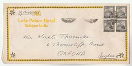 Air Mail INDIA COVER LAKE PALACE HOTEL UDAIPUR To GB Stamps - Brieven En Documenten