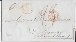 NEDERLAND - 1850 - LETTRE De DORDRECHT Avec CACHET D' ENTREE PAYS-BAS Par VALENCIENNES => ANGERS (MAINE ET LOIRE) - Marques D'entrées