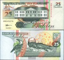 Suriname Pick-number: 138d Uncirculated 1998 25 Gulden - Surinam