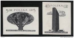 POLAND 1957 UNITED NATIONS 2 BLACK PRINTS IMPERFORATED NHM ONZ UN UNO NACIONES UNIDAS UNIES NAZIONI UNITE - Proofs & Reprints