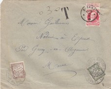 LETTRE TAXEE. BELGIQUE. DINANT. 1912.  TAXE 30c DUVAL GIVRY EN ARGONNE MARNE /  2320 - 1859-1959 Briefe & Dokumente