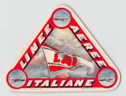 07195 "L.A.I. - LINEE AEREE ITALIANE" ADESIVO PUBBLICITARIO ORIG. - Autocollants