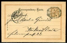 Autriche - Entier Postal Commercial De Baden En 1897 - Ref D221 - Sonstige & Ohne Zuordnung