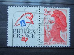 VEND BEAU TIMBRE DE FRANCE N° 2461 , BANDE PHOSPHORE A CHEVAL VERTICALEMENT !!! - Used Stamps