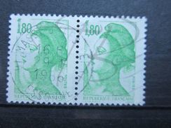 VEND BEAU TIMBRE DE FRANCE N° 2375 EN PAIRE , BANDE PHOSPHORE A CHEVAL VERTICALEMENT !!! - Used Stamps