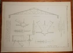 Plan De La Charpente En Fer De La Station De Tythe Bairn à Liverpool. 1855. - Publieke Werken