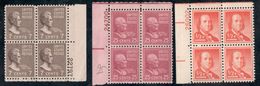 UnitedStates1938,1955: Scott813,829mnh** Scott1030mnh** PLATE BLOCKS - Plaatnummers