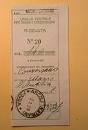 VAGLIA POSTALE RICEVUTA ASCOLI SATRIANO FOGGIA 1939 - Taxe Pour Mandats