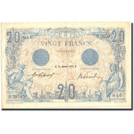 France, 20 Francs, 20 F 1905-1913 ''Bleu'', 1913, 1913-01-23, TTB+ - 20 F 1905-1913 ''Bleu''