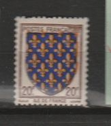 FRANCE N° 575 20F BRUN OUTREMER ET JAUNE BLASON ILE DE FRANCE FRA DEFECTUEUX SUR CHOCOLAT NEUF SANS CHARNIERE - Oblitérés