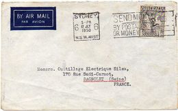 AUSTRALIA 1950 - AIR COVER With 1/6 Mercury And Globe, From Sydney To Bagnolet, France. - Lettres & Documents