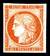* N°5A, 40c Orange, Quatre Belles Marges, Très Frais. TTB (certificats)   Qualité: *   Cote: 3600 Euros - 1849-1850 Ceres