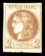 * N°40A, 2c Chocolat Clair Report 1, Frais. TTB (signé Brun/certificat)   Qualité: *   Cote: 1650 Euros - 1870 Ausgabe Bordeaux