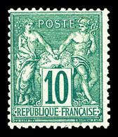 ** N°76, 10c Vert Type II, Fraîcheur Postale. SUP (signé Brun/certificat)   Qualité: ** - 1876-1878 Sage (Tipo I)