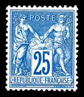 ** N°79, 25c Bleu, Fraîcheur Postale, Très Bon Centrage. SUP (certificats)   Qualité: ** - 1876-1878 Sage (Tipo I)