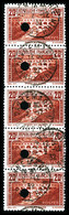 O N°262B, Pont Du Gard, 20F Chaudron Clair Dentelé 11 En BANDE DE 5 Timbres Perforé 6 Mm Du 02/12/32 Utilisée Comme Affr - 1900-02 Mouchon