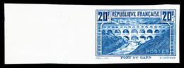 (*) N°262, Pont Du Gard, épreuve De Couleur: 20F BLEU Non Dentelé, Bord De Feuille Latéral, SUPERBE Et R.R.R.(certificat - 1900-02 Mouchon