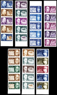 ** N°1667/72, Série Personnages Célèbres De 1971, Bande De 5 Exemplaires Dont 1 Multicolore (N°1670 X10ex). TTB (certifi - Sonstige & Ohne Zuordnung