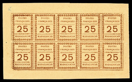 (*) N°11a, 25c Brun Sur Chamois, Feuillet De 10 Timbres (4 Ex Leger Aminci). B/TB   Qualité: (*)   Cote: 500 Euros - Usati