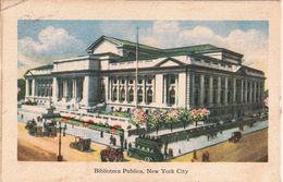 Italian Postcard YMCA Biblioteca Pubblica New York City -1914 - Education, Schools And Universities