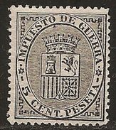 1874-ED. 141 I REPÚBLICA- ESCUDO DE ESPAÑA 5 CENT. NEGRO-NUEVO CON FIJASELLOS- MH - Neufs