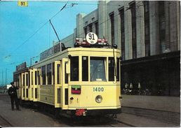 Bruxelles (1210) - TRAM : Motrice 1400 (1935) Et Remorque (1928-31) En Attente Au Terminus De La Gare Du Nord, Vers 1960 - Public Transport (surface)