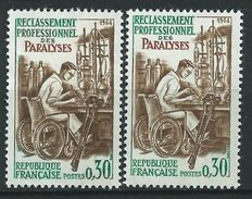 [17] Variété : N° 1405 Paralysés Bistre-brun Clair + Normal  ** - Nuovi