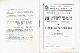 Carnet WAGONS-LITS-COOK 1936 Réservé Au Participant Au CHAMPIONAT DU MONDE DE TIR AU PIGEON CHIASSO-ROMA Via MILANO - Europe